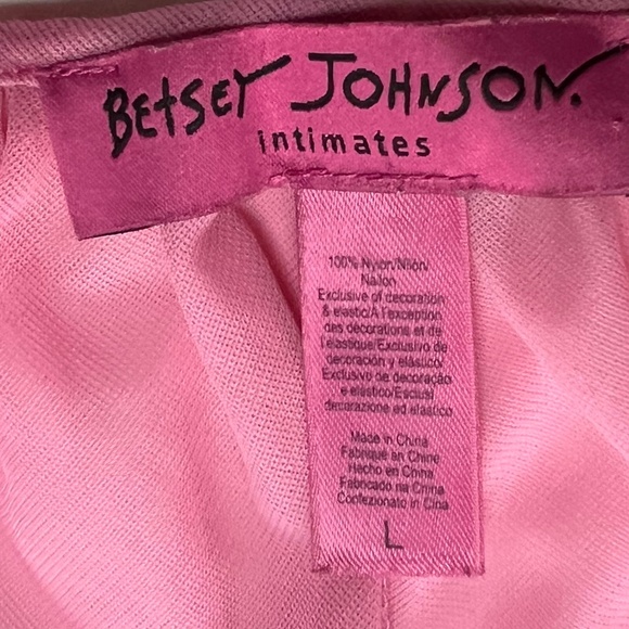 Vintage Betsy Johnson Pink and Black Baby Doll Slip Dress / Nightie Size L - Picture 7 of 12